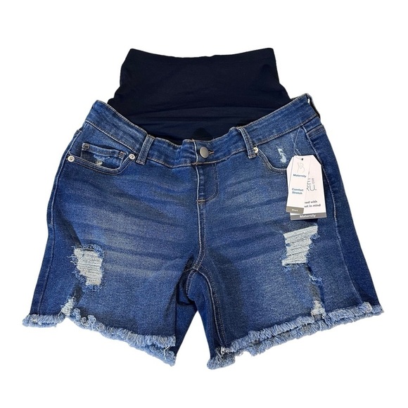 Time And Tru Maternity Comfort Stretch Distressed Denim Shorts Set of Two Size S - Picture 5 of 14